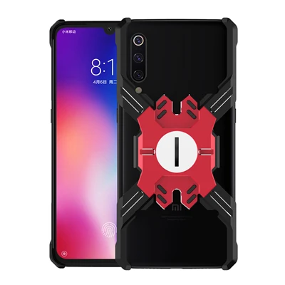 Для Xiaomi Mi 9 чехол Роскошный противоударный механический металлический алюминиевый каркас для телефона защитный чехол для Xiaomi Mi 9 защитный чехол - Цвет: Black Red