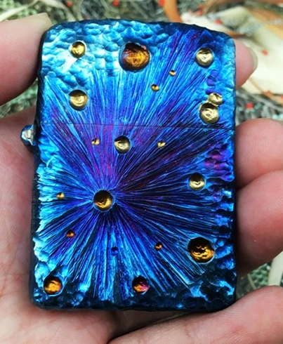 

BQSC Titanium alloy kerosene lighter starry moon lure pit pattern hand-carved thick heavy armor
