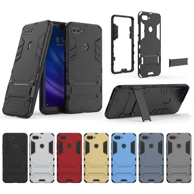 Чехол для mi 8 Lite чехол s Xiaomi бронированный из твердого пластика Silcone Hybrid kstand Black Ksio