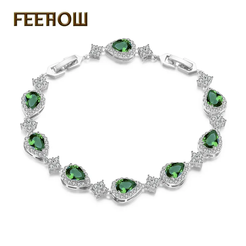 

FEEHOW Fashion Water Drop Cubic Zircon Bracelet & Bangle Jewelry For Women Christmas Gifts FWBP2014