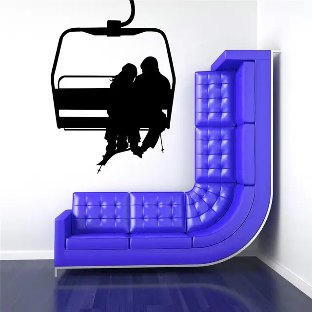 Amantes En La Vida De Esqui Silla Silueta Dulce Pared Pegatina
