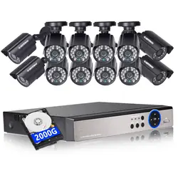 Defeway 1080N HDMI DVR 12 1200TVL 720 P HD Открытый безопасности дома Камера Системы 16 ch видеонаблюдения видеорегистратор AHD комплект видеонаблюдения 2 ТБ HDD