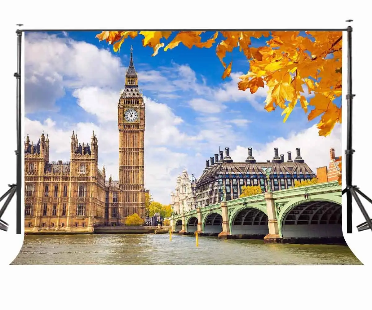 8x12 FT Vinyl Photography Backdrop,Ancient Big Ben View from The Street Palace of Westminster Touristic Great Britain Background for Graduation Prom Dance Decor Photo Booth Studio Prop Banner