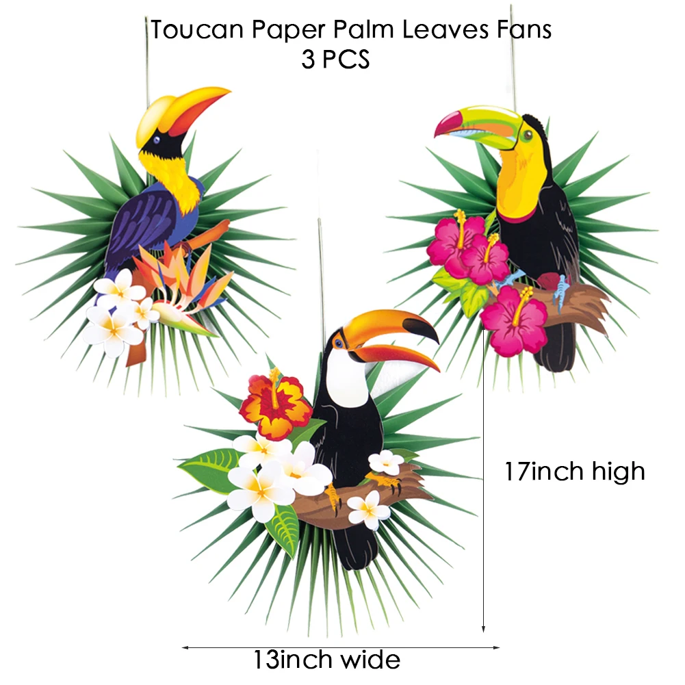 Тукан тропические джунгли вечерние украшения набор День рождения баннер бумажные фонари листья сафари душ Гавайи Луау Фото фоны