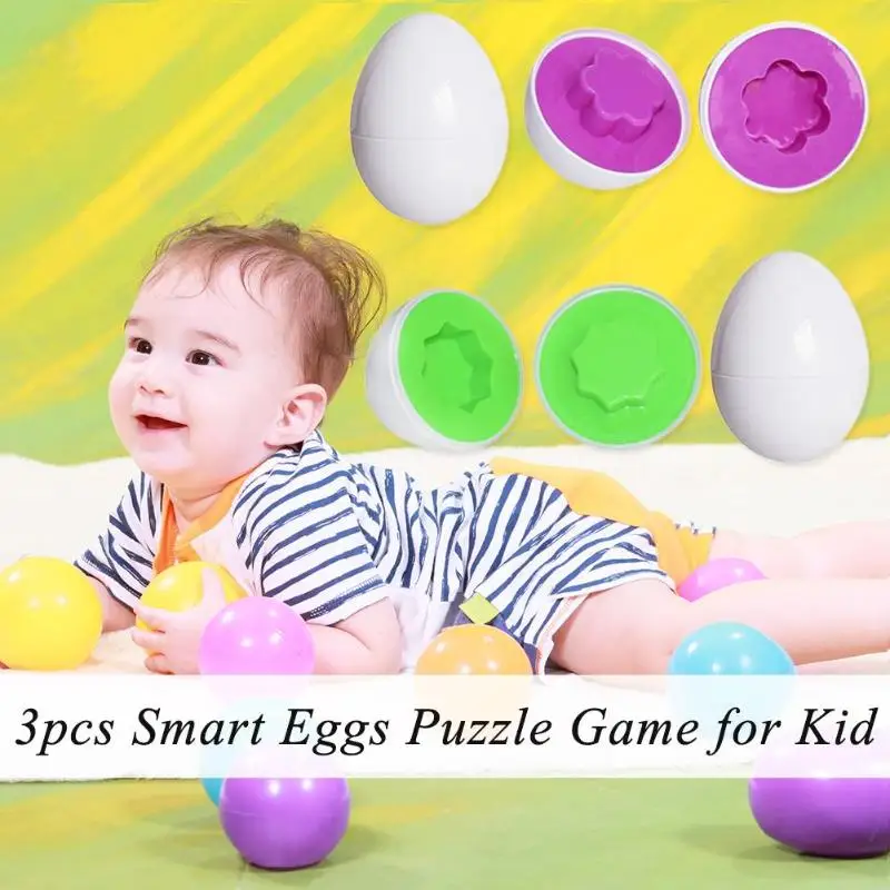 Набор из 3 предметов в форме яиц, детские игрушки Монтессори для малышей, обучающие игры распознавание цвета, обучение