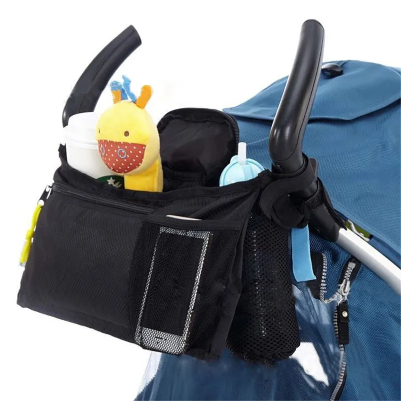 Универсальная коляска Органайзер сумка аксессуары 2 чашки держатели сумки для коляски с сетчатым карманом для сотового телефона пеленки