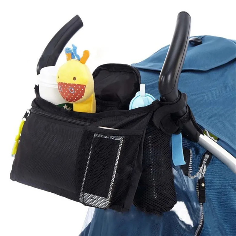 

Universal Stroller Organizer Bag Accessories 2 Cup Holders Bags For Strollers With Mesh Pocket For Cell Phone Diaper