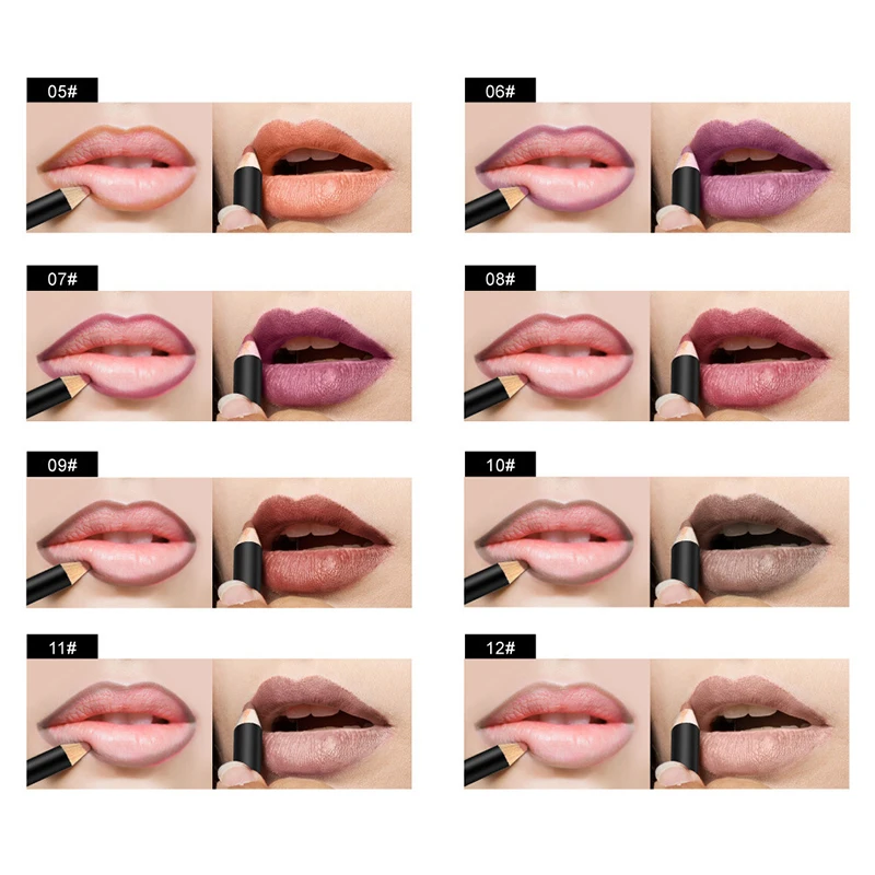 

2018 New Matte Lipliner 12PCS/Set Makeup Waterproof 3D Contour Lips Pigment Red Lipstick Lip Liner Pencil Women Beauty Tool