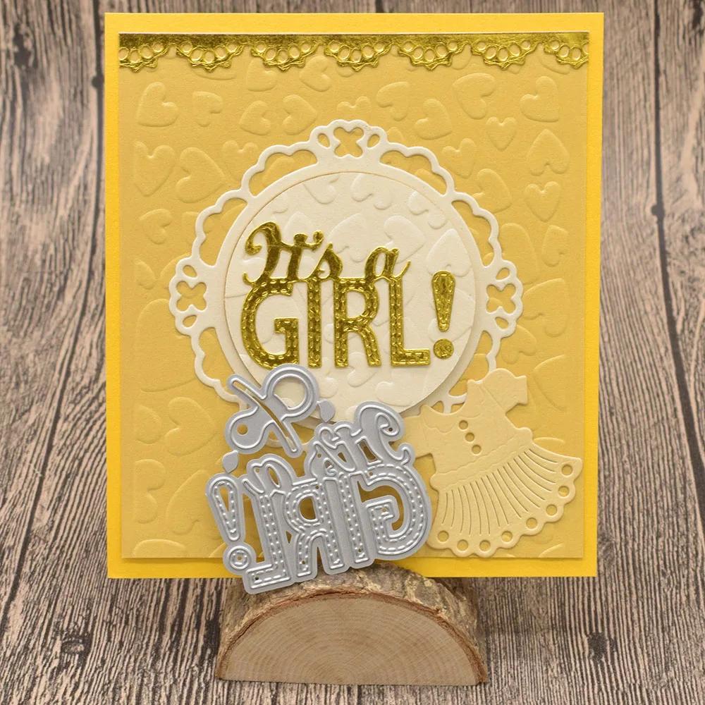 

It's a girl/boy Letter Metal Cutting Dies Words for Scrapbooking Album Baby Card Making Paper Embossing Die Cuts