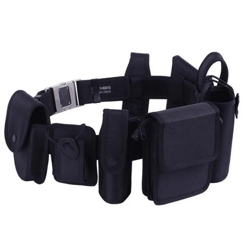 

New Classic black Tactical Belt Set Multifunctional Security Belts Training Guard Utility Heavy Duty Combat Belt Set 8 pcs/sets