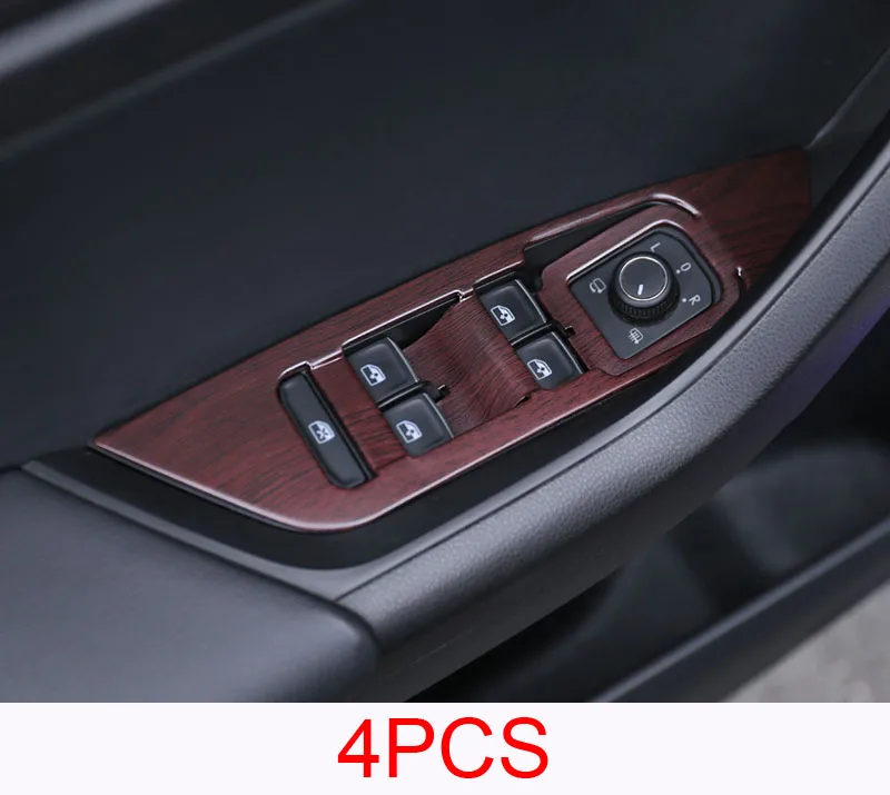 

4pcs for SKODA KODIAQ 2017-2018 Glass control switch panel Decorative cover dark Mahogany pattern