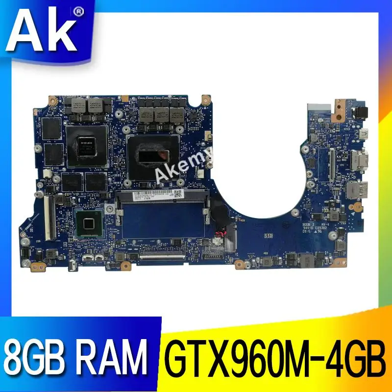 

AK with I7-4720HQ 8GB RAM GTX960M-4GB For ASUS N501J N501JW G501JW G501J UX50JW UX501J Laptop motherboard Mainboard