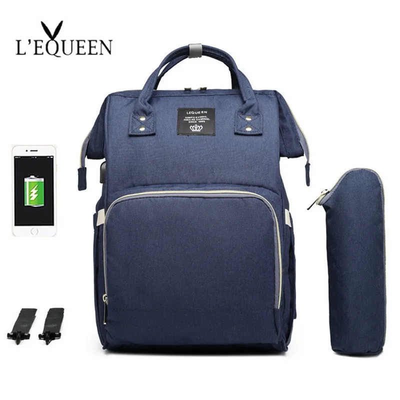 USB Blue Рюкзак для подгузников, сумка для мам, Большая вместительная сумка для мам и детей, многофункциональные водонепроницаемые уличные дорожные сумки для подгузников для ухода за ребенком - Цвет: USB Blue