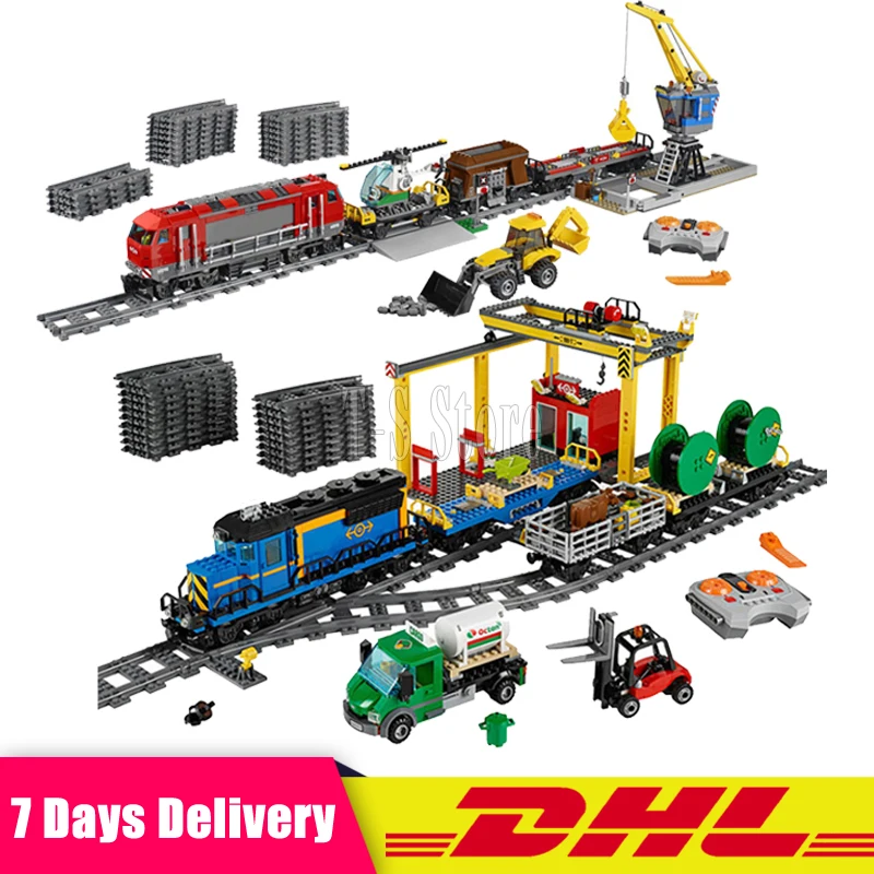 

Lepin 02008 Cargo Train+ 02009 Heavy-haul Train City Building Block Bricks Model Toys Compatible LegoINGlys 60098 60052