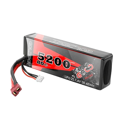 GOLDBAT lipo аккумулятор 1300mah 1500mah 4000mah 5000mah 5200mah 6200mah 7,4 v 11,1 v 14,8 v 50C-100C для pfv RC автомобиля вертолета Traxxas - Цвет: Deans 5200mah 2s 80c