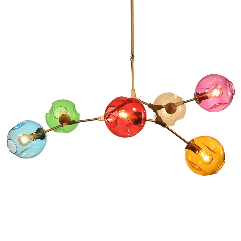 Colorful Post modern Chandelier Light 6 head Nordic Art Decoration DNA