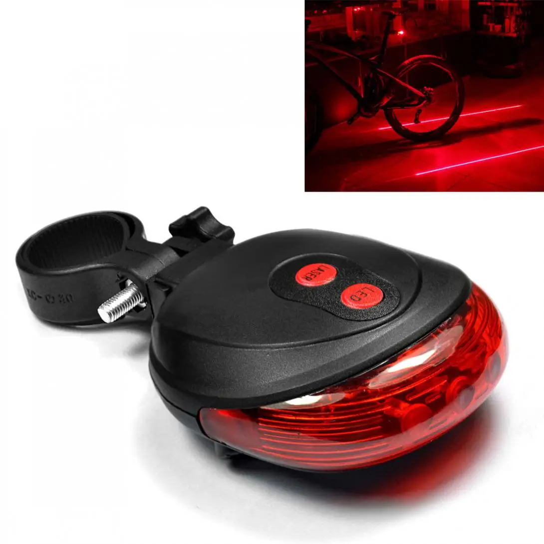 

Bike Cycling Lights Waterproof 5 LED 2 Lasers 3 Modes Bike Taillight Safety Warning Light Bicycle Rear Tail Lamp for Bicycle