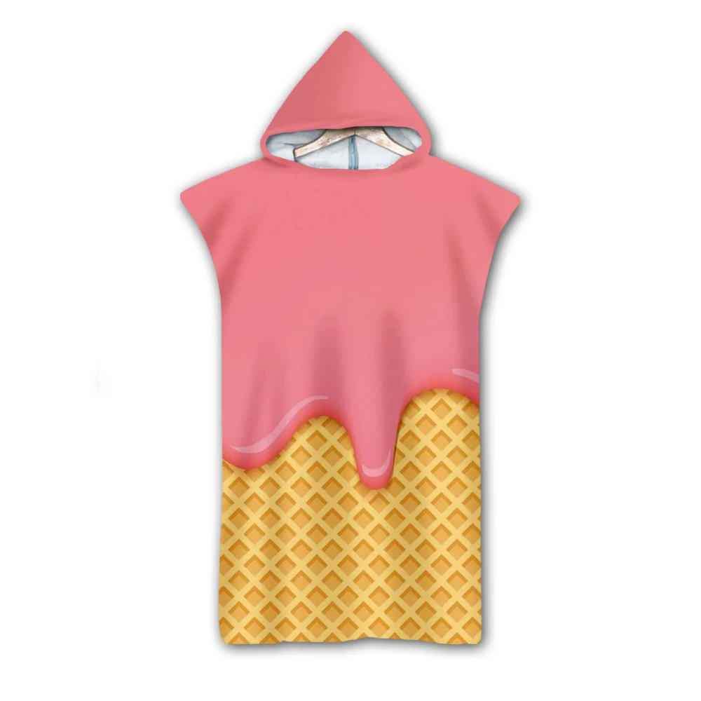 

3D Digital Printing Dessert donut Hooded Towel Wearable Bath Towel For Adults Flamingo Travel Microfiber Beach Towels Style-2
