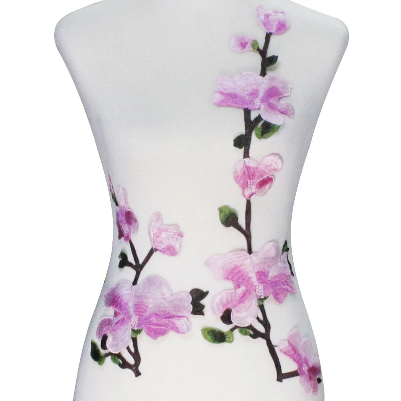 10 компл. Розовый пион длинная пара кружевная вышивка аппликация кружева гипюр