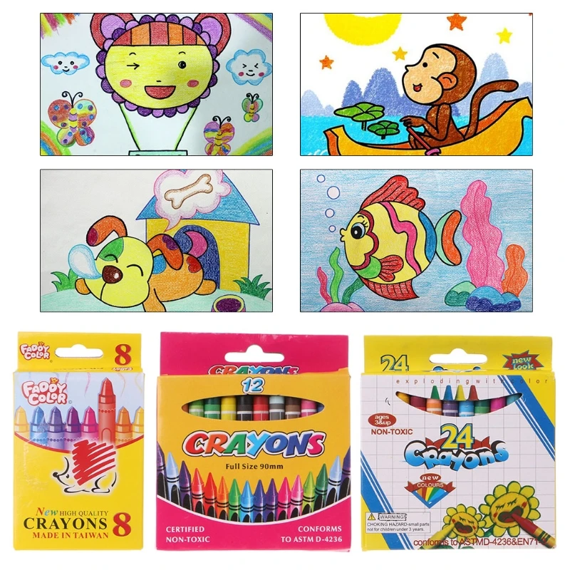 Colored crayons Children painting supplies Safety Student Drawing Crayons Set 8 /12 Color