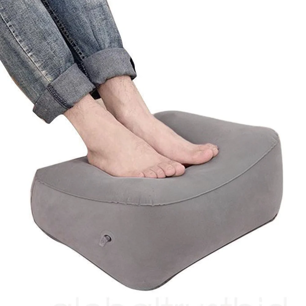 

Inflatable Travel Foot Rest Pillow Cushion Airplane Train Car Footrest Cushion With Storage Bag&Dust Reduce DVT Risk Portable