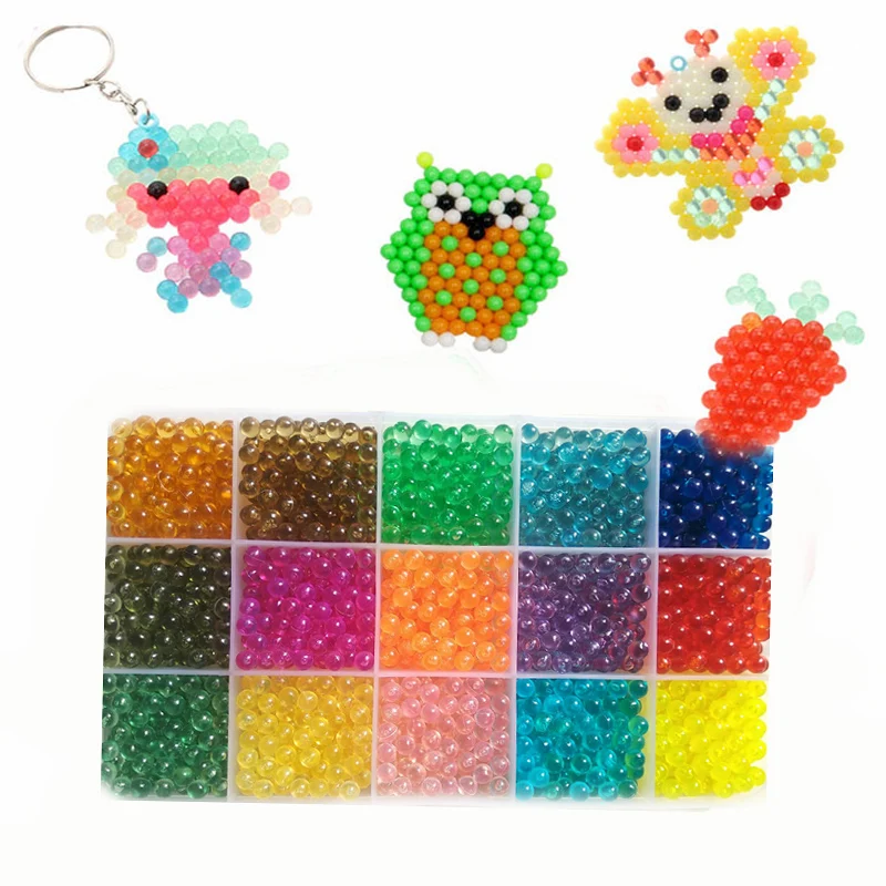 

2200pcs 15 colors Refill beads puzzle Crystal Aqua beads DIY water spray set ball games 3D handmade magic toys for children