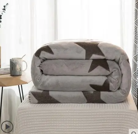Серое одеяло из кораллового флиса с рисунком звезды, плюшевое фланелевое одеяло, зимнее теплое одеяло для дивана, домашняя простыня