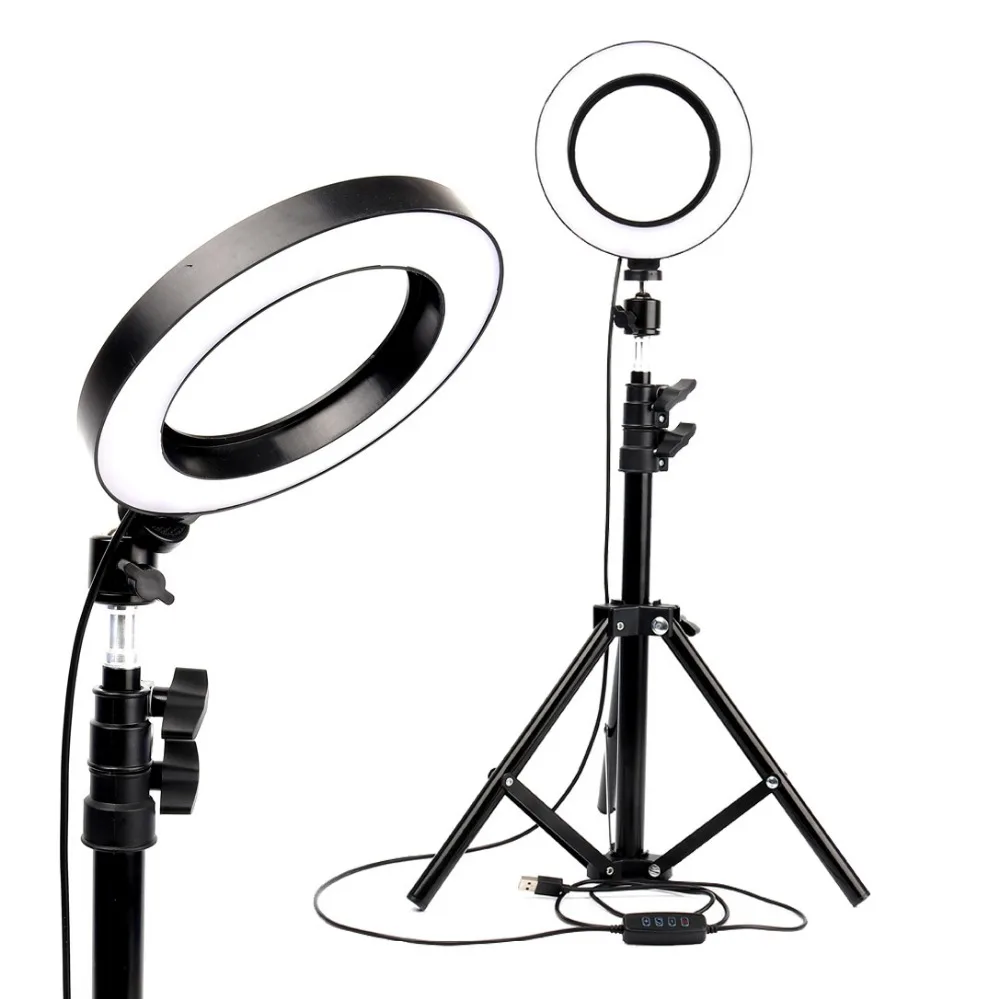 

Dimmable Photography LED Selfie Ring Light Live video Beauty Ring lamp with USB Plug Lamp&Tripod Stand for cameras Mobile phone