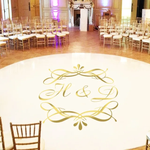 Wedding dance floor decal V3, Monogram sticker Wedding decor Vinyl