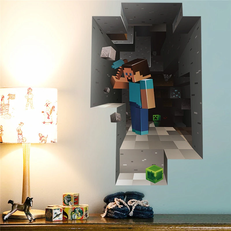 Us 3 36 26 Off 3d Popular Game Minecraft Wall Stickers For Playroom Kids Room Decoration Diy Boy S Bedroom Wall Art Decals Pvc Poster In Wall