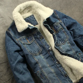 

Autumn Winter New Mens Fur Lining Fleece Jacket Fashion Slim Fit Motorcyle Jean Jacket Denim Coat Brand New Free Shipping
