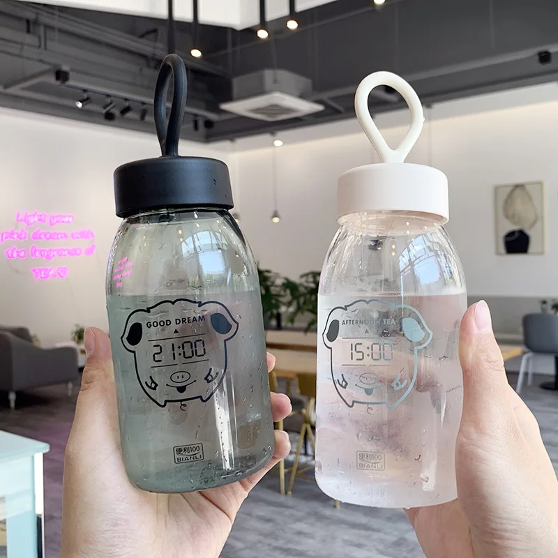 

Small Water Bottles 400ml Clear Cute Sport Tour Student Water Jug Drink Bottle Coffee Milk Tea Cups Kettle Kawaii Outdoor Cup