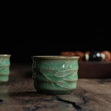 Geyao фарфоровая чашка Ge Kiln Китайский Longquan Celadon Gaiwan чайные чашки чаша Китай Celadon Crackle чайная чашка чашки 58 мл чайный набор