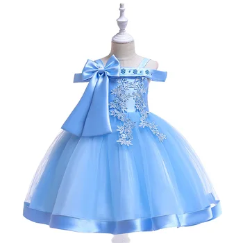 

Off the Shoulder Flower Girl Dresses For Wedding Sky Blue First Communion dresses LACE Evening Gowns 2019
