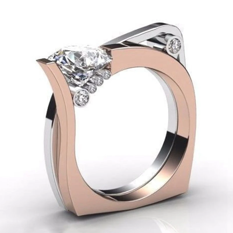 

Luxury Female Zircon Stone Ring Crystal Silver Color Ring Wedding Jewelry Engagement Rings For Women