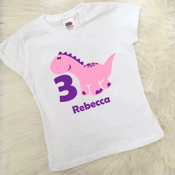 

Customize name 1st, 2nd, 3rd, 4th, 5th Dinosaur kids t shirts tops birthday gifts tees baby shower toddler outfit bodysuit
