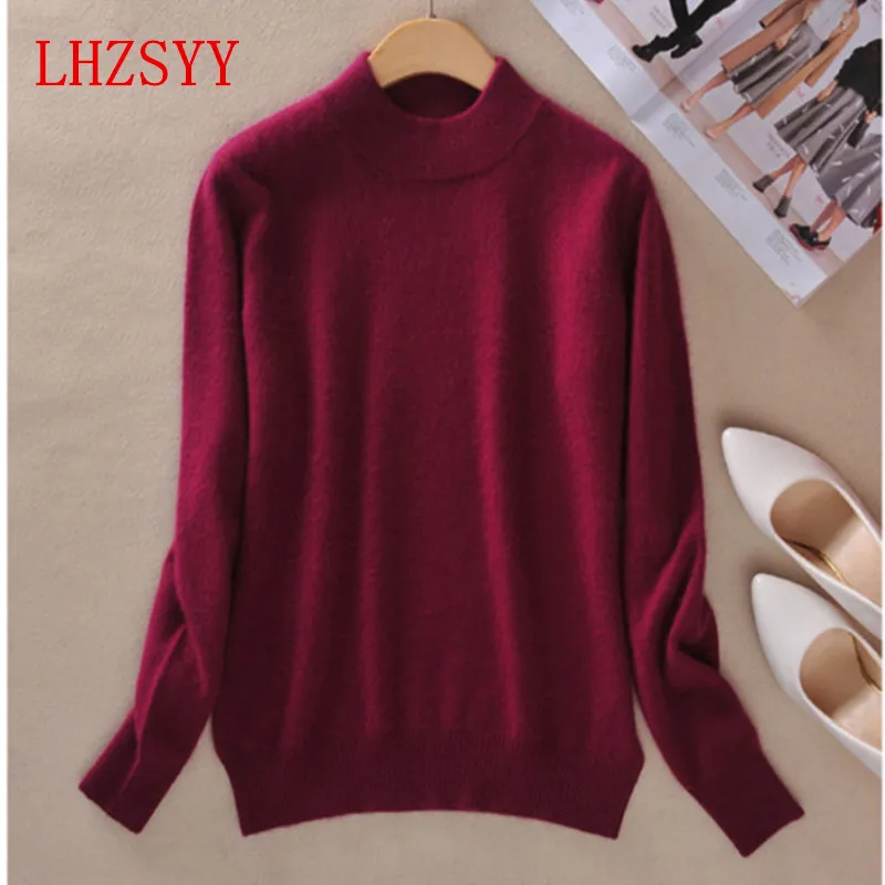 Fall winter NEW female half high round neck Cashmere Blending Sweaters Slim Loose hedging Sweater knit  bottoming Wool Sweater