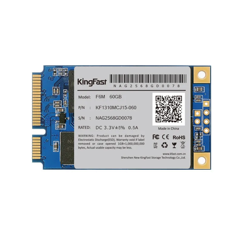 Kingfast F6M super speed internal SATA II III Msata ssd 60GB MLC Nand flash Solid State