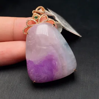 

Fine Jewelry Real 18K White Gold AU750 100% Natural Sugilite 9.97ct Gemstones Pendants for Women Necklace