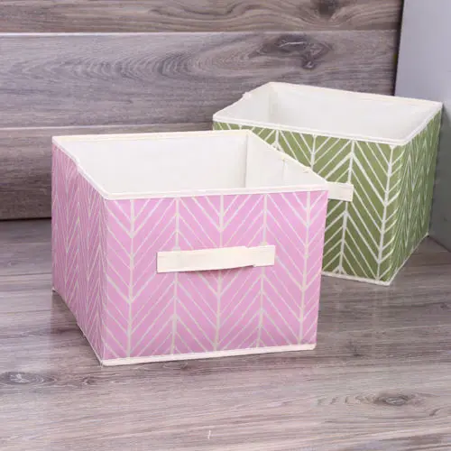 Foldable Canvas Storage Collapsible Folding Box Fabric Cube Cloth Basket Bag