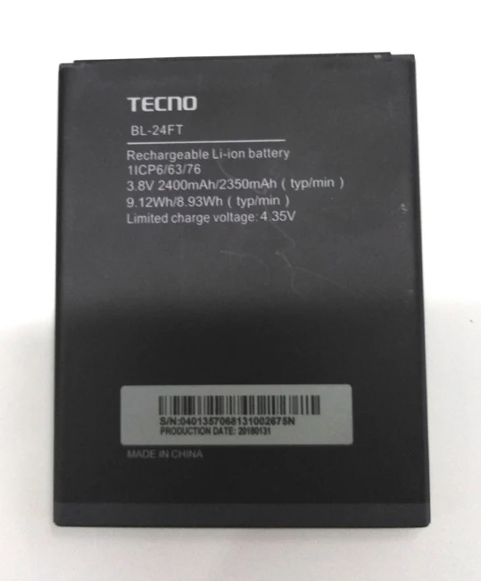3 8 V 2400mAh 100% Новый оригинальный аккумулятор для телефона TECNO BL 24FT новый аккумулятор|Комплекты аксессуаров
