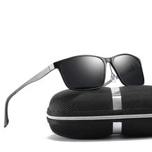 Мужские черные/зеленые/чайные цвета прямоугольные поляризованные солнцезащитные очки в умственной оправе с коробкой