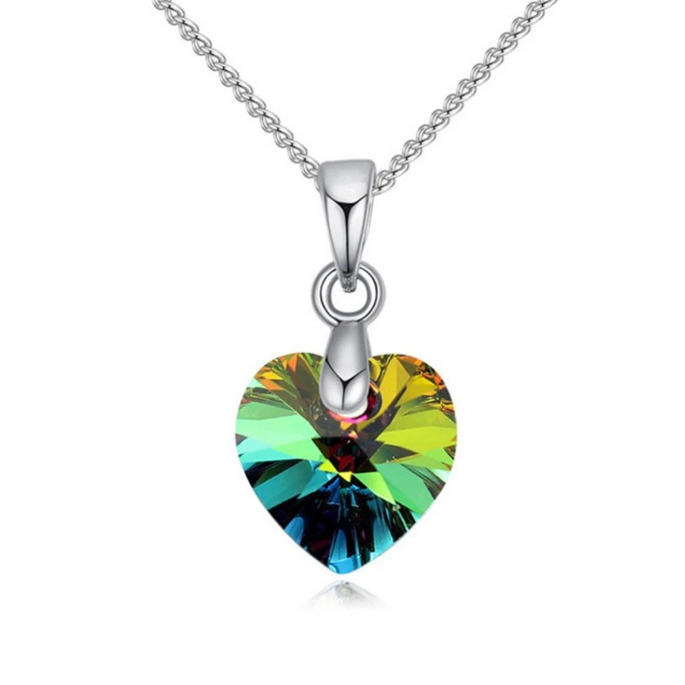 N008 Love You Forever ожерелье из австрийского кристалла принты Blue Heart с подвеской со