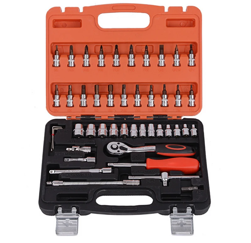 

Stainless steel 46 combined 1 Torx screwdriver set ratchet wrench socket wrench universal head Automotive Tools Kit