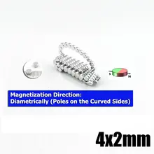 100 шт. 4*2 мм неодимовые микро магниты диаметрально намагниченные Dia.4x2 мм маленький круглый диск мини-сенсор 4 мм x 2 мм