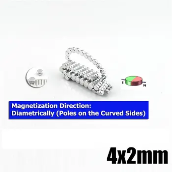 

100pcs 4*2 mm Neodymium Micro Magnets Diametrically Magnetized Dia.4x2 mm Small Round Disc Mini Sensor 4mm x 2mm