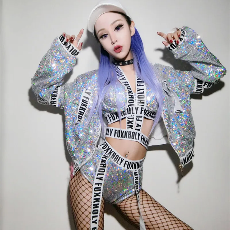 

Bar Dj Female Singer Costume Hip Hop Sequins Nightclub Dance Costumes Ds Sexy Stage Performance Costumes Woman Stage Outfit