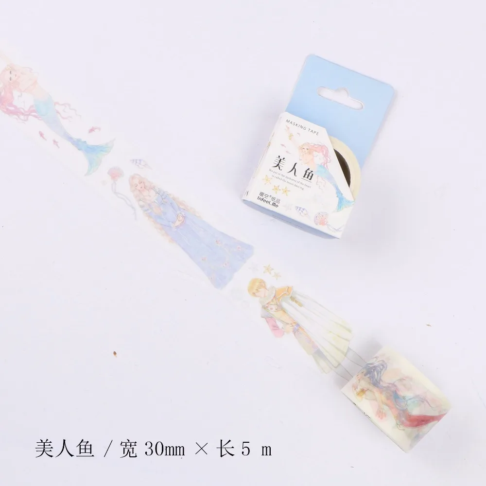 30 мм Широкий русалки в сказочном стиле Фэнтези лента для декорации Washi DIY планировщик для скрапбукинга декоративная клейкая лента героя из
