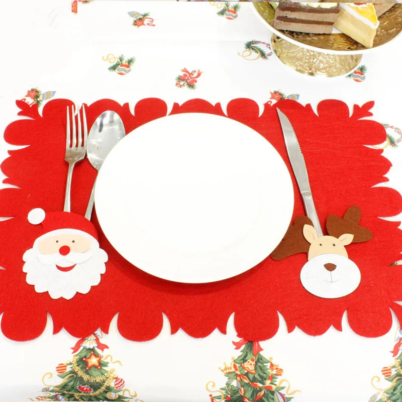 Рождественские украшения для дома Navidad Санта-Клаус Noel держатели для серебра подстилка под стол коврик год украшения - Цвет: santa elk