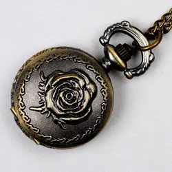 1 шт., винтажные часы компас бронзовые Кварцевые ожерелье подвеска цепь часы для женщин мужчин карманные часы Классическая резьба Fob часы